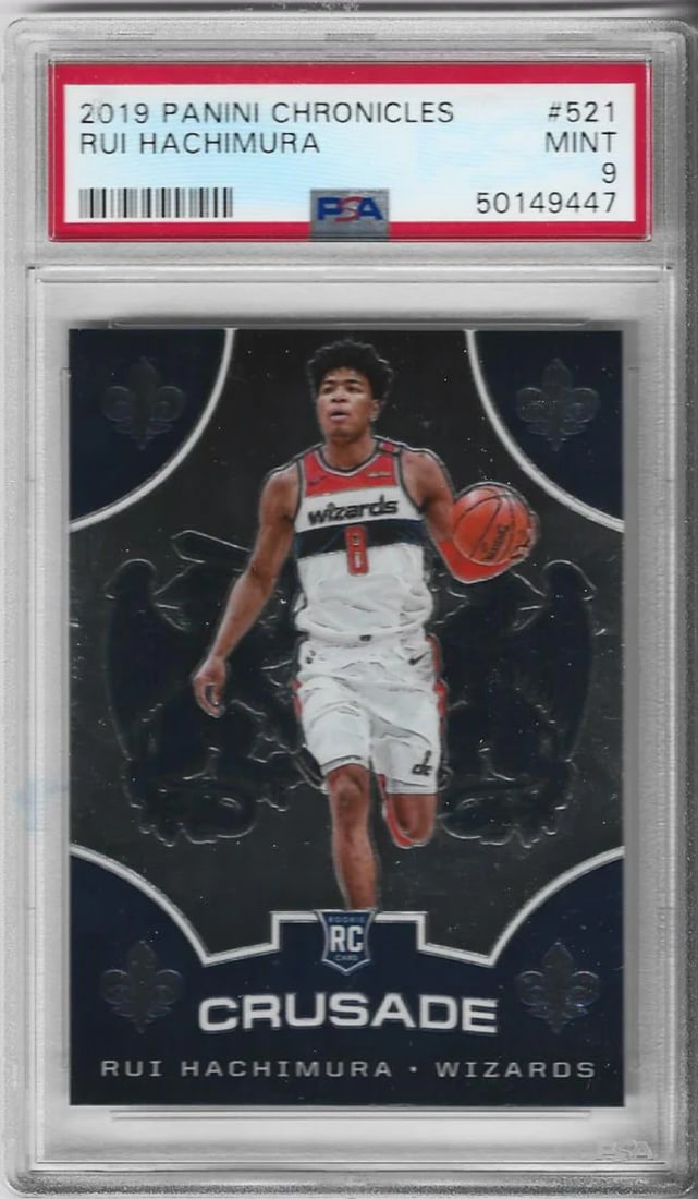 Rui Hachimura 2019 Panini Chronicles Crusade Rookie Card PSA Mint 9 #521: Rui Hachimura 2019 Panini Chronicles Crusade Rookie Card PSA Mint 9 #521 Get ready to add a piece of NBA history to your collection with this highly sought-after Rui Hachimura rookie card from the 201