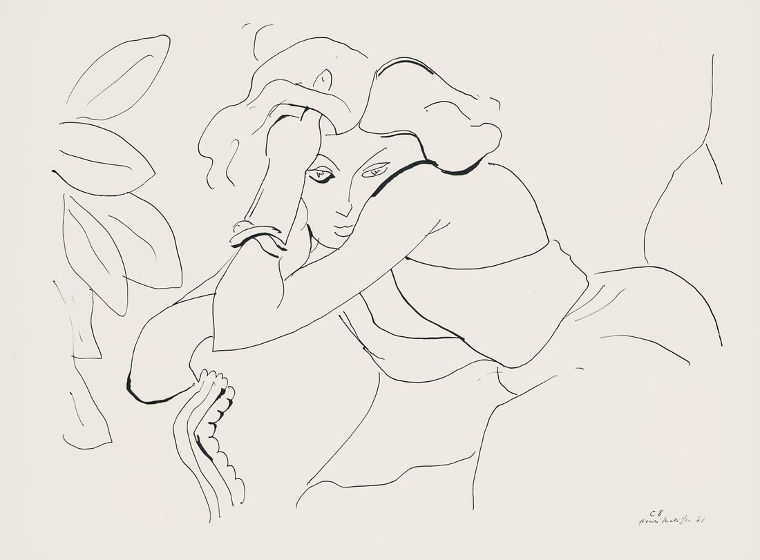 Henri Matisse, Srie C, var. 8 (Duthuit 9), Dessins, Thmes et variations, Lithograph: Henri Matisse, Srie C, var. 8 (Duthuit 9), Dessins, Thmes et variations, Lithograph A rare and exquisite lithograph by Henri Matisse, from the highly sought-after folio 'Dessins, Th?mes et Variations'