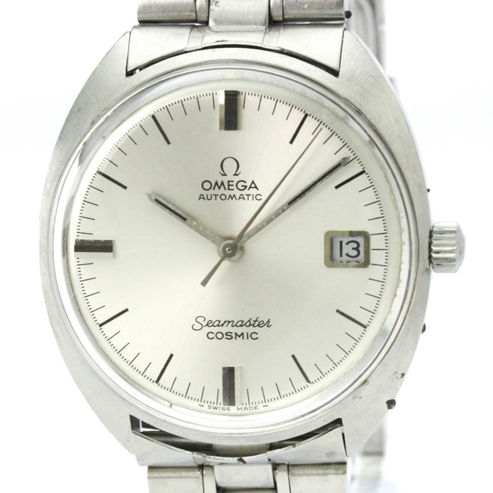 Wristwatch Omega: Wristwatch Omega A sleek and sophisticated Omega wristwatch, perfect for formal occasions, boasts a 35mm stainless steel case and matching band, with a silver dial that adds a touch of elegance to any
