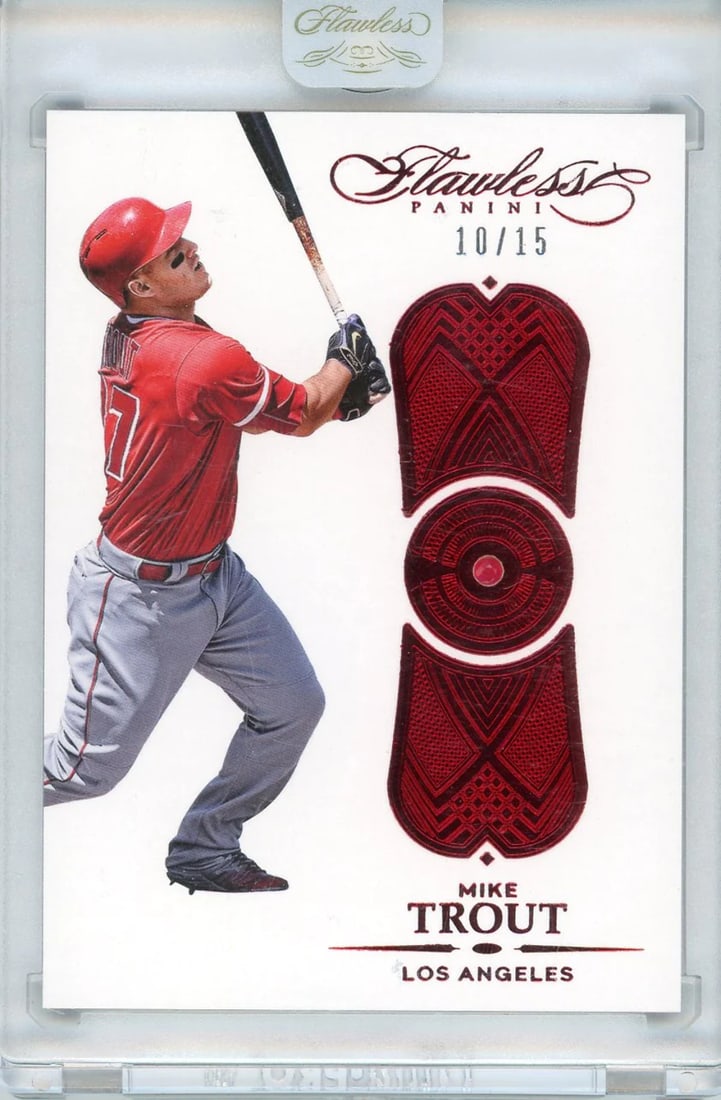 #18 Mike Trout 2017 Panini Flawless Ruby Encased Card: #18 Mike Trout 2017 Panini Flawless Ruby Encased Card Get ready to add a pop of color and a touch of excellence to your collection with the #18 Mike Trout 2017 Panini Flawless Ruby Encased Card, one o