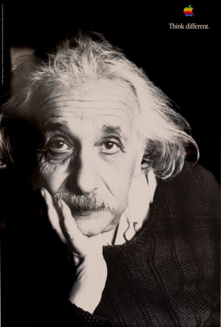Repro Apple Think Different Einstein Poster 24X36 1997 Printing Not A: Repro Apple Think Different Einstein Poster 24X36 1997 Printing Not A Experience the iconic spirit of innovation with this vintage 1997 Apple Think Different poster, featuring the legendary Albert Ein