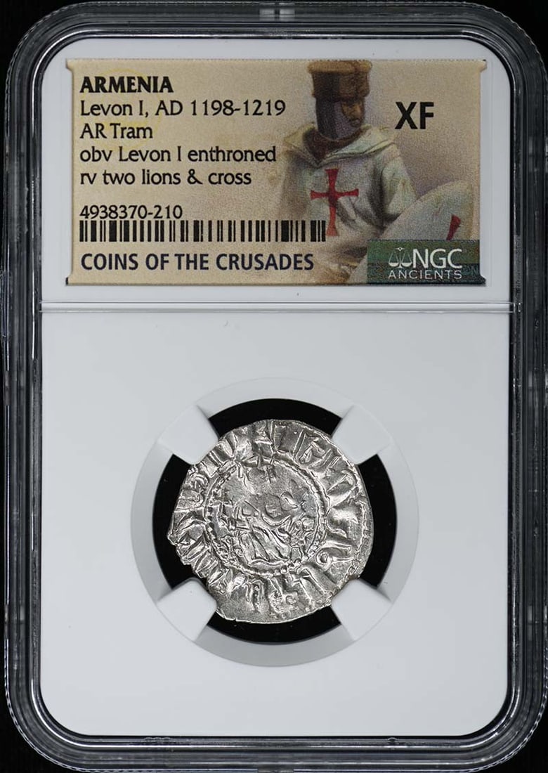 AD 1198-1219 ARMENIA AR Tram NGC XF40 - Levon I: AD 1198-1219 ARMENIA AR Tram NGC XF40 - Levon I A rare gem for the collector, this 12th-century Armenian coin boasts an XF40 grade from NGC, one of the highest grades awarded by the prestigious gradin