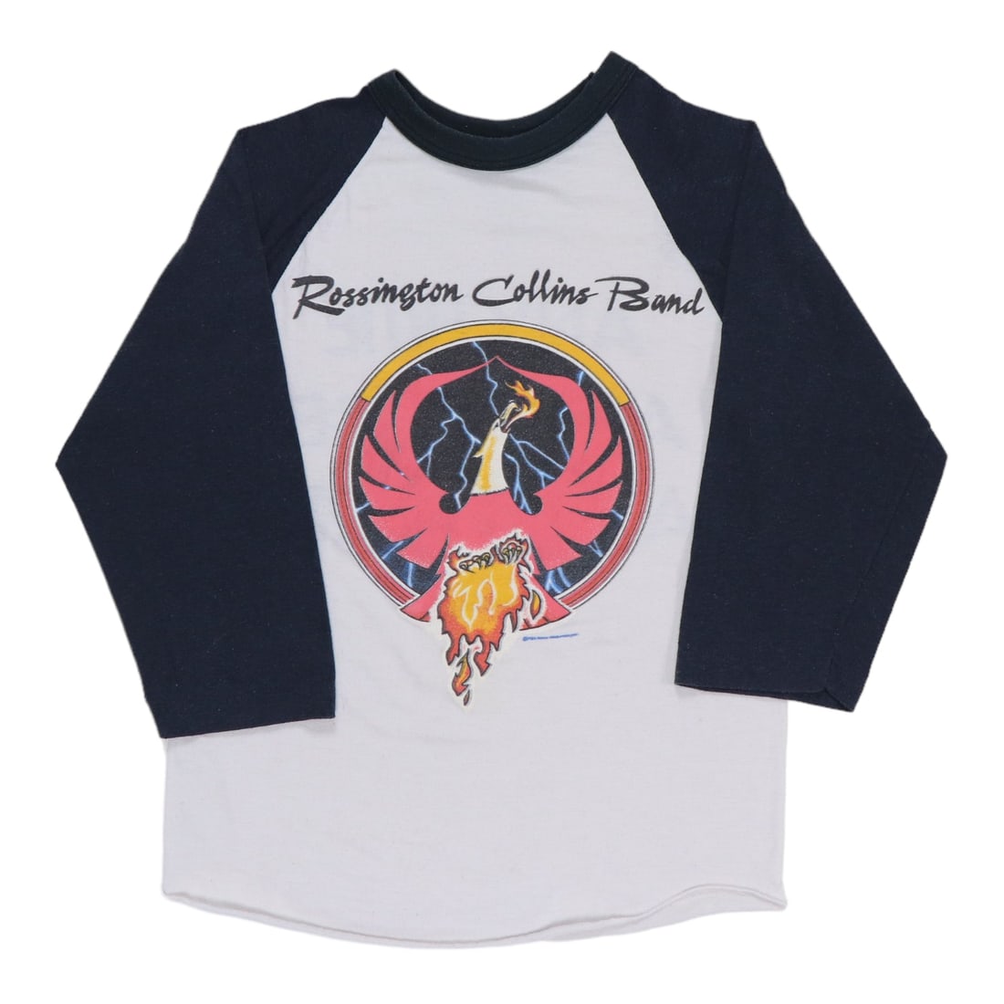 Rossington Collins Anytime Jersey Shirt (1980): Rossington Collins Anytime Jersey Shirt (1980) Score big with this vintage Rossington Collins Anytime Jersey Shirt from the 1980s! This classic tee boasts bold front and back graphics, a comfortable m