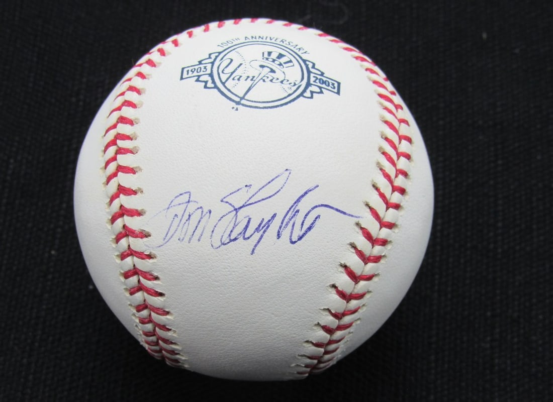 187093 Don Slaught Signed/ Auto Yankees 100th OML Baseball MAB JSA (1 of 3)