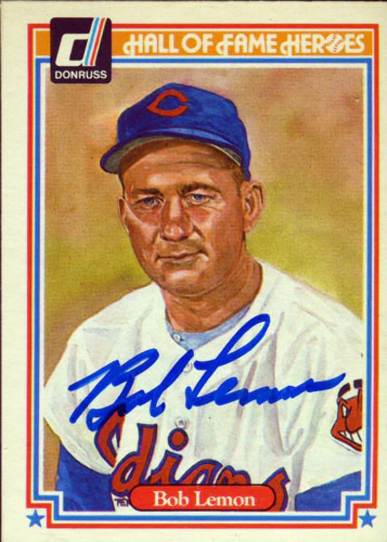 Card Bob Lemon Autographed 1983 Donruss: Card Bob Lemon Autographed 1983 Donruss Get ready to relive the nostalgia of 80s baseball with this autographed Bob Lemon card from the iconic Donruss set. Signed in blue by the legendary Hall of Fame