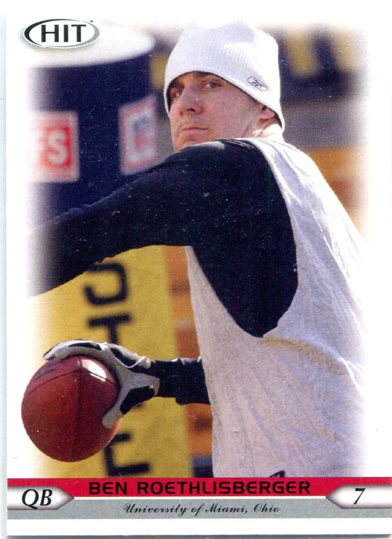 Card Ben Roethlisberger 2005 Sage HIT Unsigned Rookie: Card Ben Roethlisberger 2005 Sage HIT Unsigned Rookie Rarity seekers, look no further! This 2005 Sage HIT unsigned rookie card of Ben Roethlisberger is a true gem for any Steelers fan or collector of