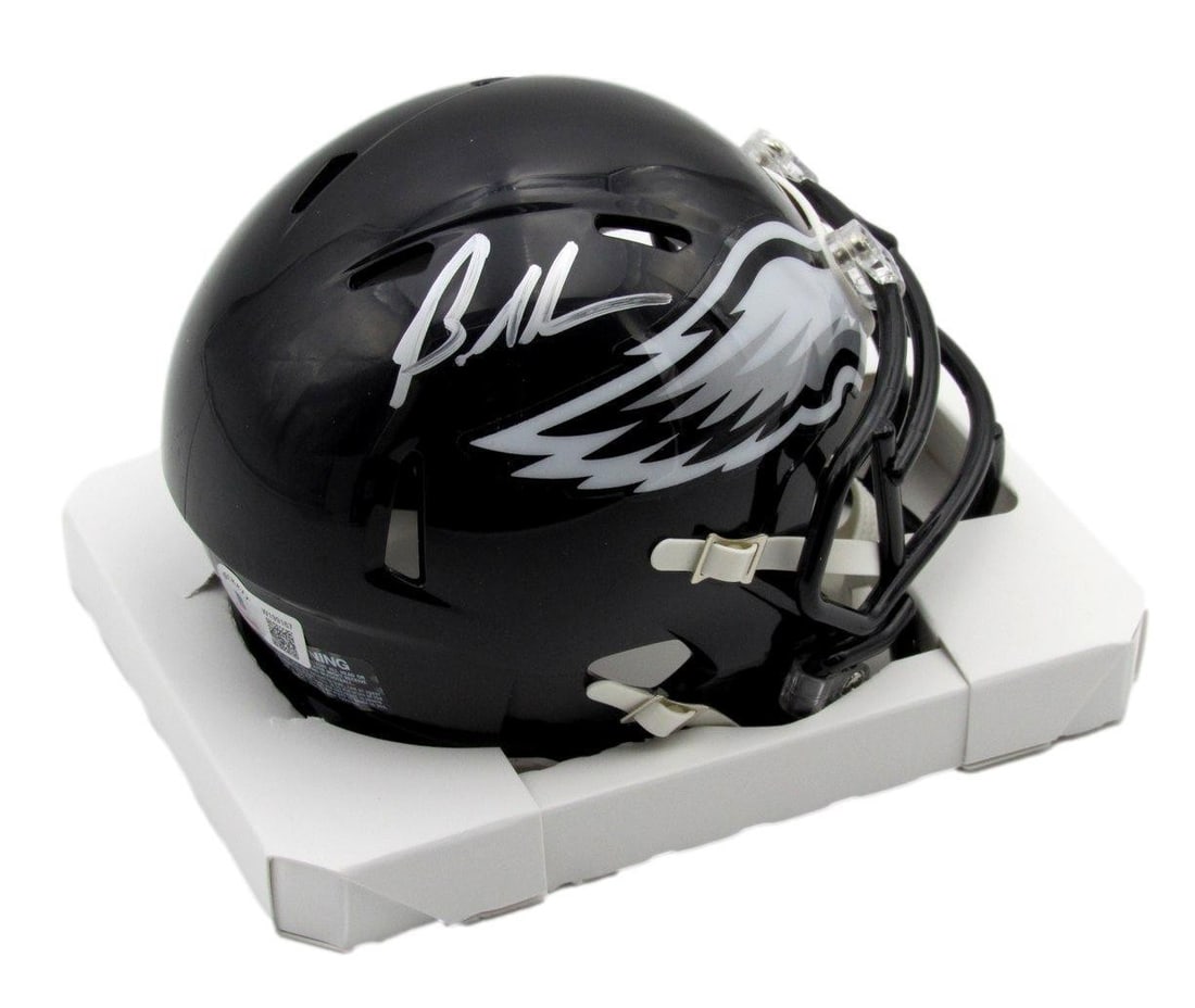 Brandon Graham Autographed 2022 Alternate Mini Black Eagles Helmet (Beckett): Brandon Graham Autographed 2022 Alternate Mini Black Eagles Helmet (Beckett) Get ready to show off your Eagles pride with this autographed 2022 Alternate Mini Black Eagles Helmet, signed by Brandon Gr