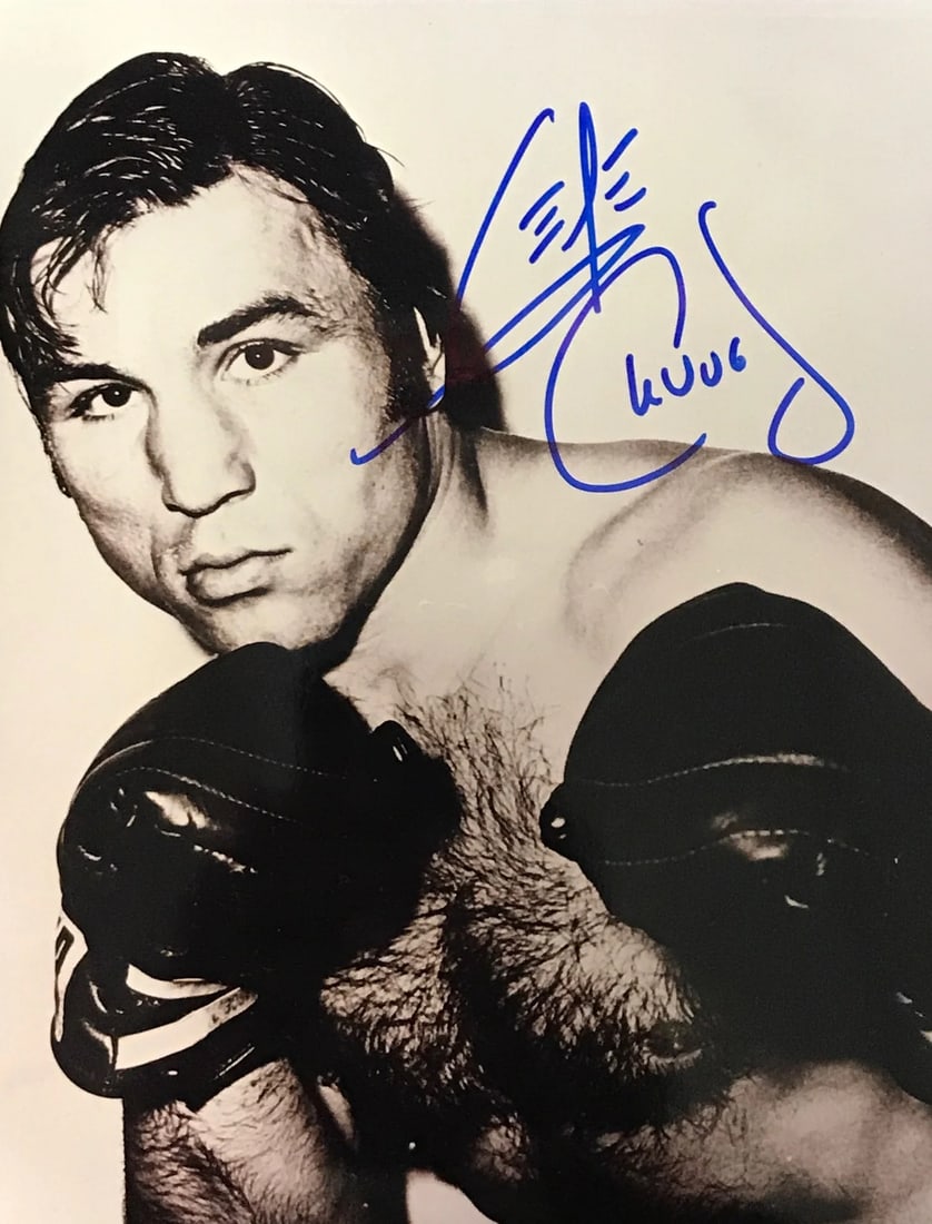 Photo George Chuvalo Autographed 8x10 Black & White Boxing: Photo George Chuvalo Autographed 8x10 Black & White Boxing Meet the legendary George Chuvalo, captured in a rare and authentic 8x10 black and white boxing photo, signed across the front by the boxer h