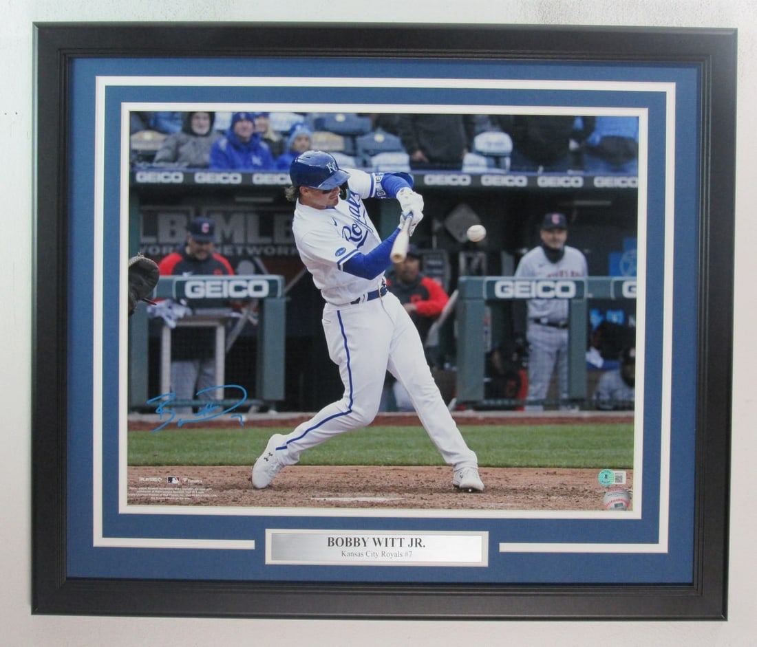 191299 Bobby Witt Jr. Autographed 16x20 Photo Kansas City Royals Framed Beckett: 191299 Bobby Witt Jr. Autographed 16x20 Photo Kansas City Royals Framed Beckett Get ready to showcase your love for the Kansas City Royals with an authentic autographed photo of rising star Bobby Witt