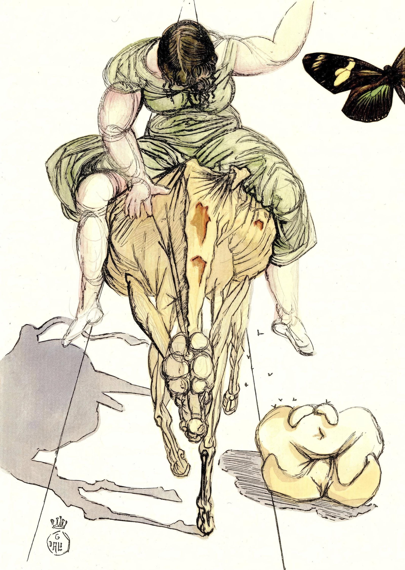 1958 - Salvador Dali - Untitled - from The Three-Cornered Hat - Engraving: 1958 - Salvador Dali - Untitled - from The Three-Cornered Hat - Engraving Experience the masterful blend of classical technique and visionary imagination in Salvador Dali's 1958 engraving, Sans titre