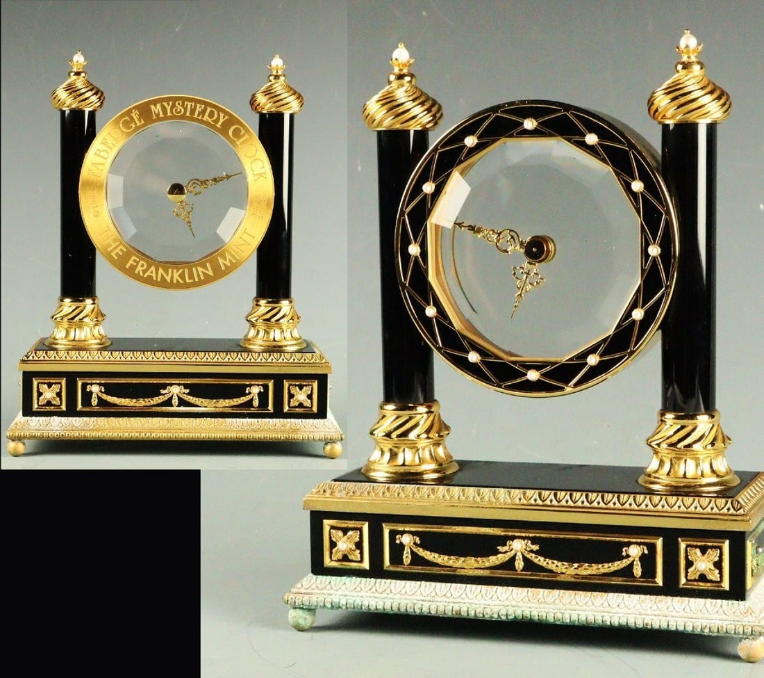 Franklin Mint Faberg Mystery Marble Clock - 1988 Vintage Japan Rare Collectible: Franklin Mint Faberg Mystery Marble Clock - 1988 Vintage Japan Rare Collectible Experience the elegance of Imperial Russia with this exquisite 1988 Franklin Mint Mystery Marble Clock, crafted in Japan