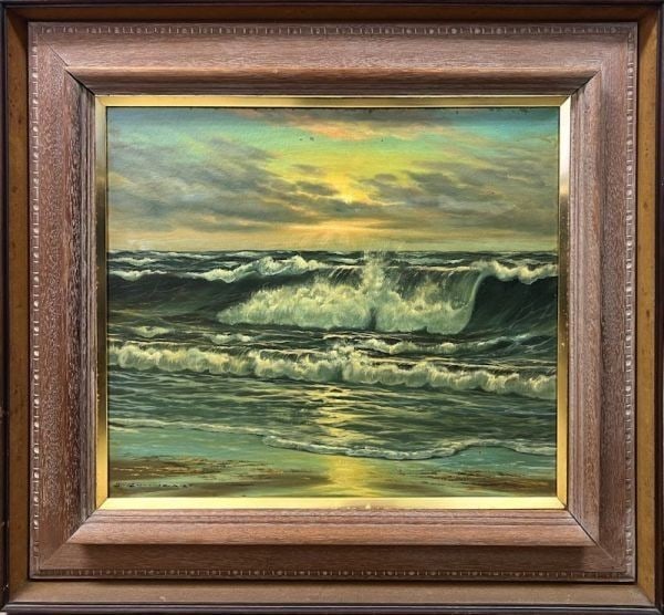 Kabutoya Helmut Baumgart Seascape Oil Painting Signed 12F Canvas Gallery: Kabutoya Helmut Baumgart Seascape Oil Painting Signed 12F Canvas Gallery Experience the breathtaking beauty of Helmut Baumgart's Seascape oil painting, signed by the artist himself. This stunning medi