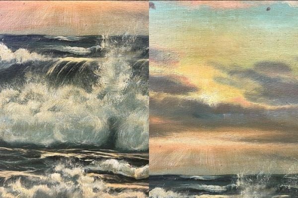 Kabutoya Helmut Baumgart Seascape Oil Painting Signed 12F Canvas Gallery - 6