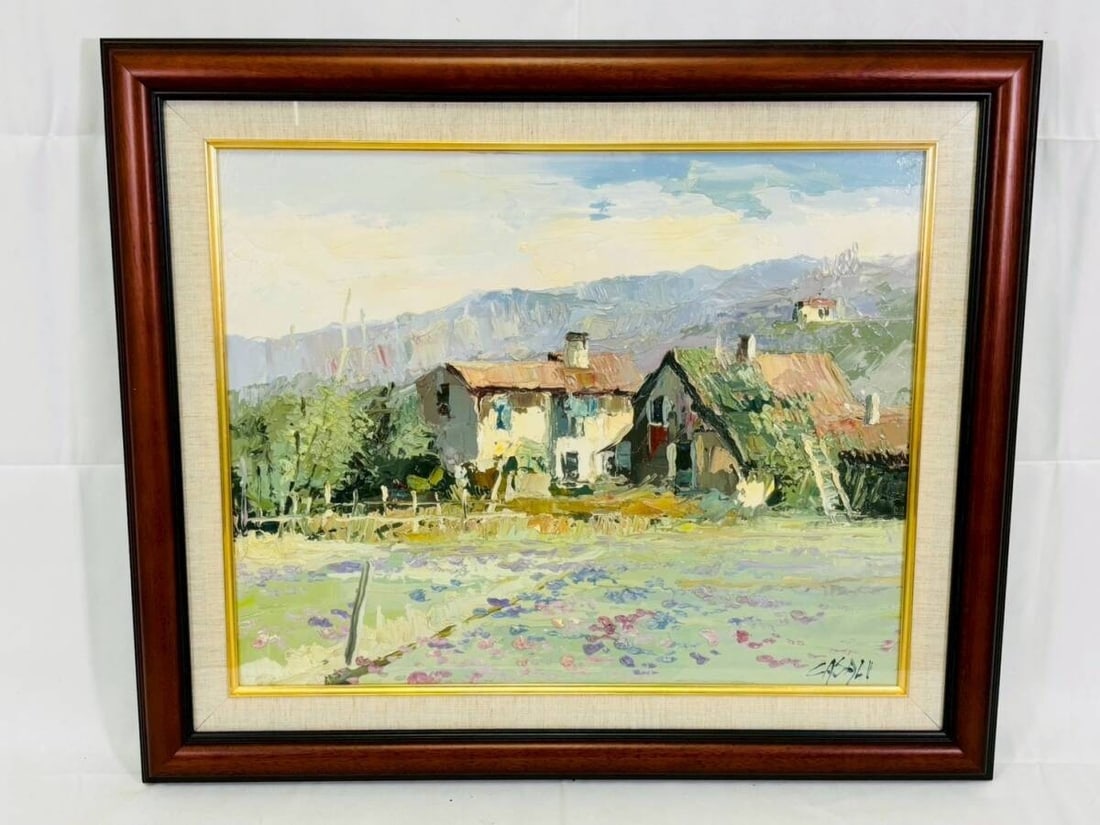 Landscape Giuseppe Casali Original Oil Painting Mountain Farmhouse Italy: Landscape Giuseppe Casali Original Oil Painting Mountain Farmhouse Italy Experience the breathtaking beauty of Italy with this stunning original oil painting by renowned artist Giuseppe Casali, captur