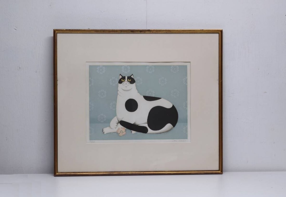 Art Jan Balet Cat Lithograph Signed ED 75/ 300 Framed Authentic Collectible: Art Jan Balet Cat Lithograph Signed ED 75/ 300 Framed Authentic Collectible A stunning original lithograph by renowned artist Jan Balet, this cat print is a masterclass in sophisticated design, captur