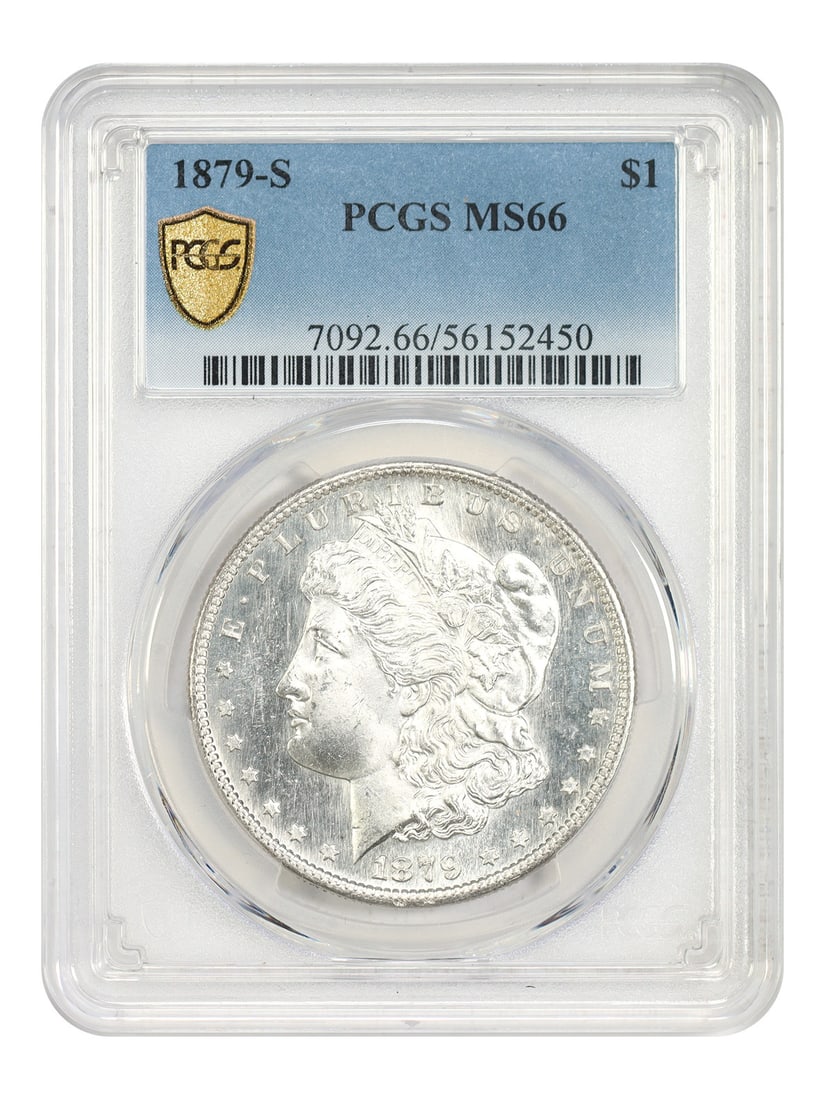 1879-S $1 PCGS MS66 - Morgan Dollar Popular Collector Date: 1879-S $1 PCGS MS66 - Morgan Dollar Popular Collector Date Experience the beauty of the 1879-S Morgan Dollar, one of the most iconic coins in American numismatics. This stunning MS66 specimen, certifi