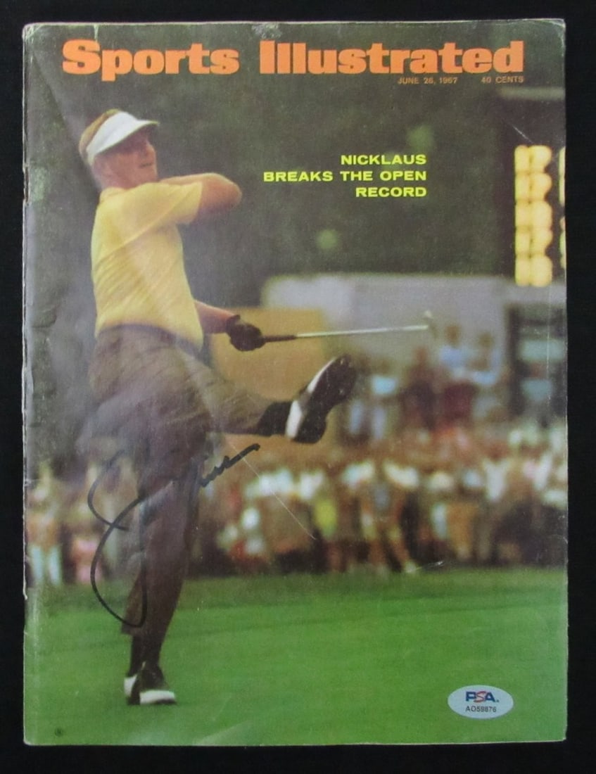 Jack Nicklaus Signed June 1967 Sports Illustrated No Label Magazine (PSA 195250): Jack Nicklaus Signed June 1967 Sports Illustrated No Label Magazine (PSA 195250) Get ready to own a piece of golf history with the Jack Nicklaus signed June 1967 Sports Illustrated magazine, authentic
