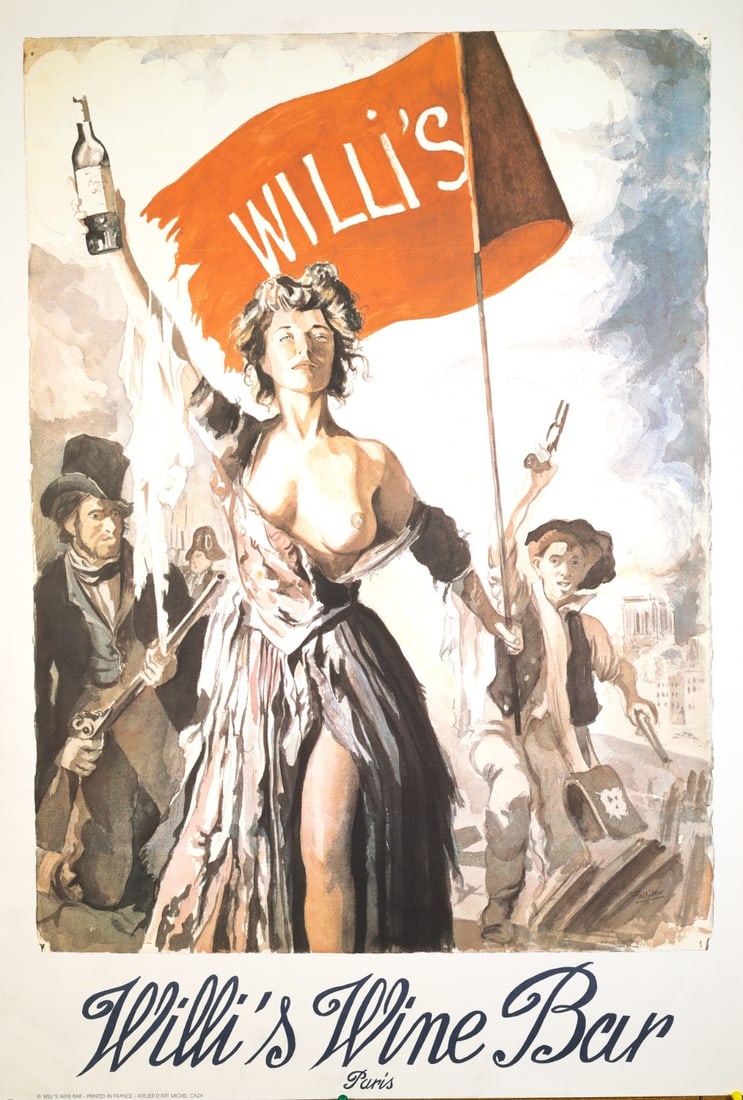 Palliser Anthony First Edition Paris 1990 Willis Wine Bar Poster: Palliser Anthony First Edition Paris 1990 Willis Wine Bar Poster Experience the elegance of Parisian nightlife with this stunning original poster from Palliser's 1990 "Willi's Wine Bar" collection, fe