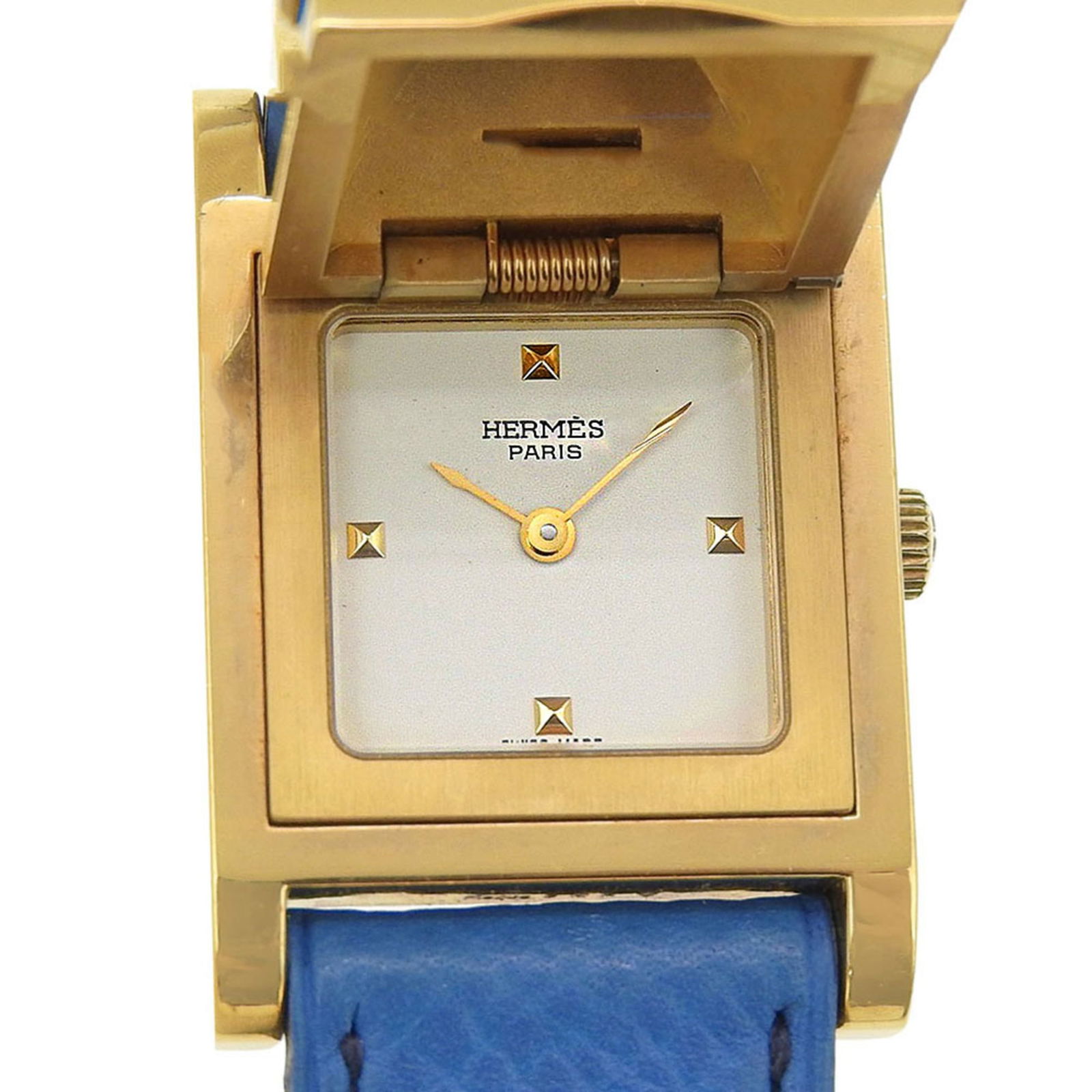 Wristwatch Hermes: Wristwatch Hermes A pre-owned Hermes gold plated wristwatch with a sleek 23mm white dial, perfect for the discerning gentleman who appreciates timeless elegance and sophistication. With its high-quali