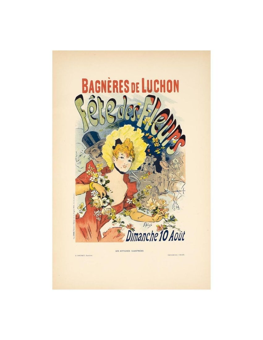 1896 Original Vintage Poster Fete Des Fleurs By Cheret For Affiches Illustrees: 1896 Original Vintage Poster Fete Des Fleurs By Cheret For Affiches Illustrees Experience the elegance of Art Nouveau with this stunning 1896 vintage poster, Fete Des Fleurs by Cheret for Affiches Ill