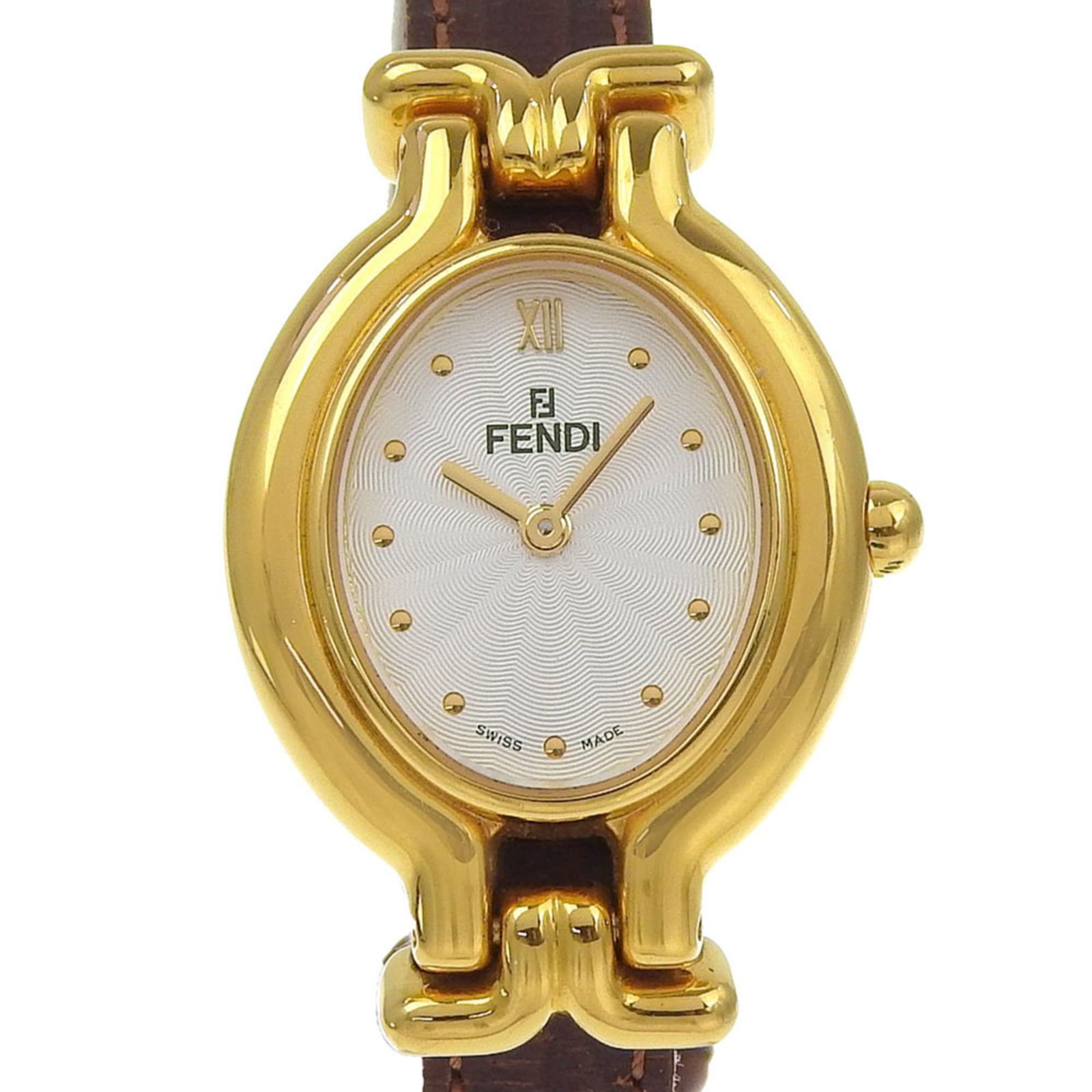 Wristwatch Fendi: Wristwatch Fendi A stunning gold plated Fendi wristwatch, boasting sleek silver accents and a sophisticated 25mm case diameter, is up for grabs. With its classic design and luxurious materials, this p