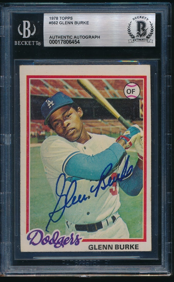 195739 Glenn Burke Signed/ Autographed 1978 Topps Card #562 LA Dodgers Beckett: 195739 Glenn Burke Signed/ Autographed 1978 Topps Card #562 LA Dodgers Beckett Get ready to relive baseball history with the autographed 1978 Topps card #562 of legendary Dodgers outfielder Glenn Burk