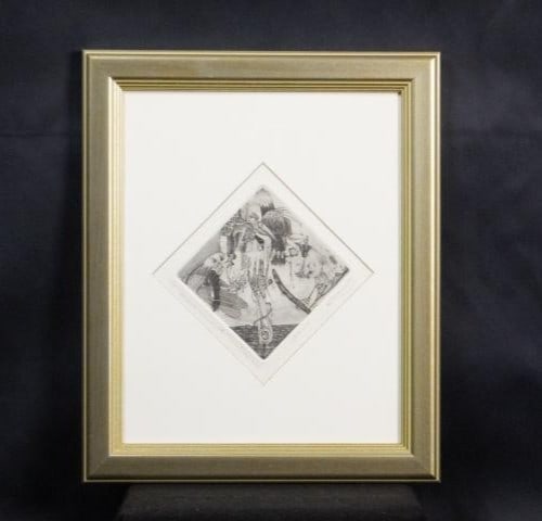 Framed Nikolai Yanakiev "For Allen Ginsbergs Verse" Etching Limited 9/ 9 Signed: Framed Nikolai Yanakiev "For Allen Ginsbergs Verse" Etching Limited 9/ 9 Signed Experience the unique fusion of abstract surrealism and literary tribute with this signed etching by Bulgarian artist Ni