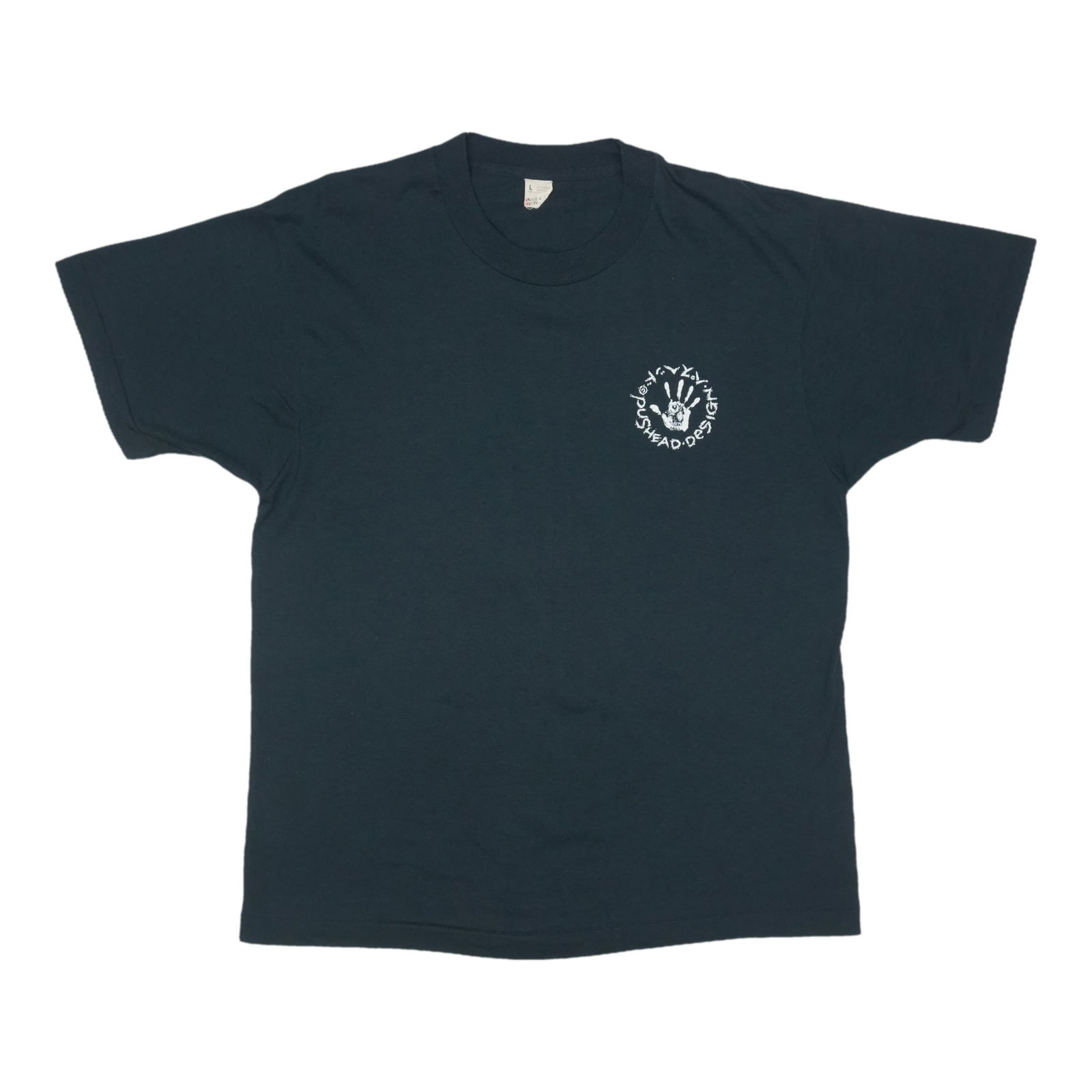 Shirt 1980s Pushead Design Misfits: Shirt 1980s Pushead Design Misfits Score the ultimate piece of Misfits history with this rare, 1980s vintage Pushead Design shirt. With its iconic front and back graphics, this black 50/50 poly/cotton