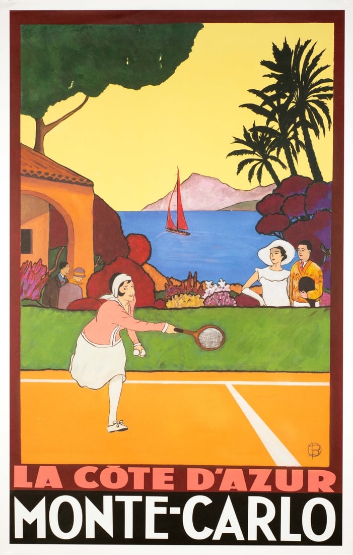 Poster Cote Dazur Monte Carlo 2002 B Skilbeck Ltd Edition Hand Signed Tennis: Poster Cote Dazur Monte Carlo 2002 B Skilbeck Ltd Edition Hand Signed Tennis Meet the ultimate tennis enthusiast's treasure - a stunning, hand-signed poster of Bruce Skilbeck's iconic 2002 artwork, 'M