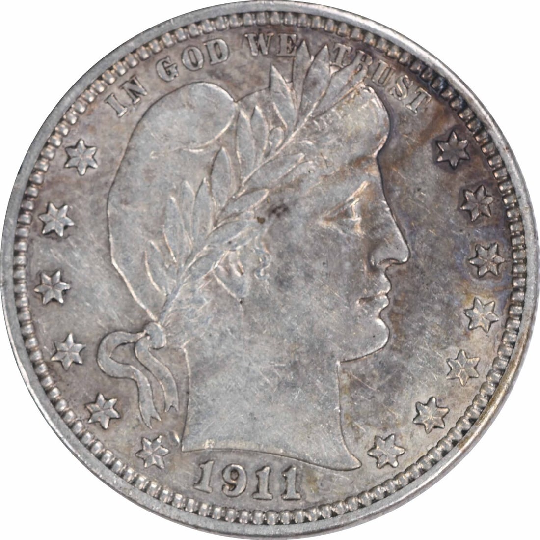 1911-D Barber Silver Quarter - AU Uncertified: 1911-D Barber Silver Quarter - AU Uncertified Experience the charm of the early 20th century with this beautifully crafted 1911-D Barber Silver Quarter, featuring the iconic design of Charles E. Barbe