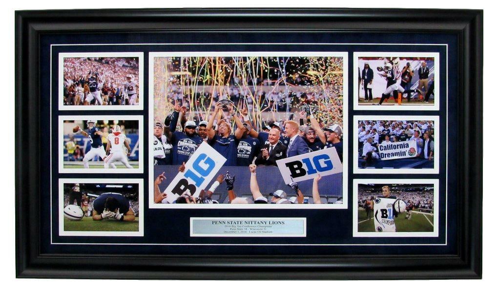 Collage Penn State 2016 Big Ten Championship Win Over Wisconsin Framed: Collage Penn State 2016 Big Ten Championship Win Over Wisconsin Framed Celebrate one of Penn State's most memorable moments in football history - their 2016 Big Ten Championship win over Wisconsin! Th