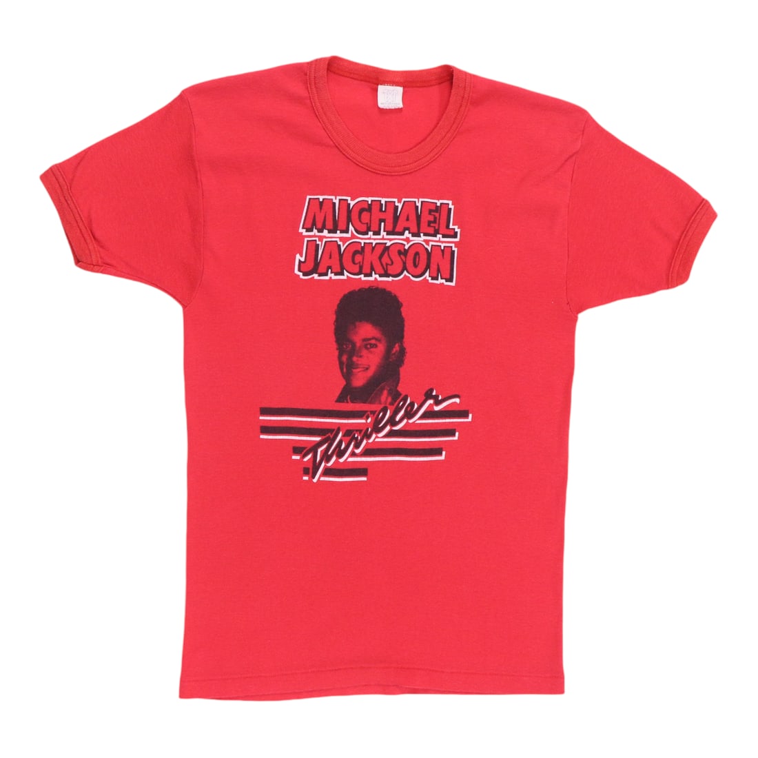 Shirt 1980s Michael Jackson Thriller: Shirt 1980s Michael Jackson Thriller Get ready to moonwalk into the 80s with this iconic vintage Michael Jackson Thriller shirt! Made from high-quality 50/50 poly/cotton, this medium-sized tee boasts
