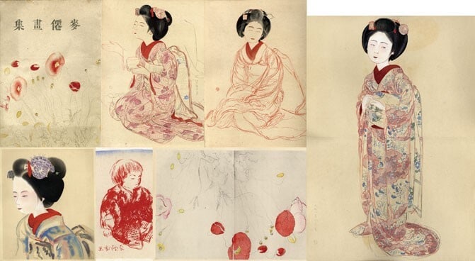 1921 Bakusen Tsuchida Kinji Ueda Japan Woodblock Prints Kimono Woman Kanzashi: 1921 Bakusen Tsuchida Kinji Ueda Japan Woodblock Prints Kimono Woman Kanzashi Experience the beauty of early 20th-century Japanese art with this stunning 1921 Bakusen Tsuchida Kinji Ueda woodblock pri