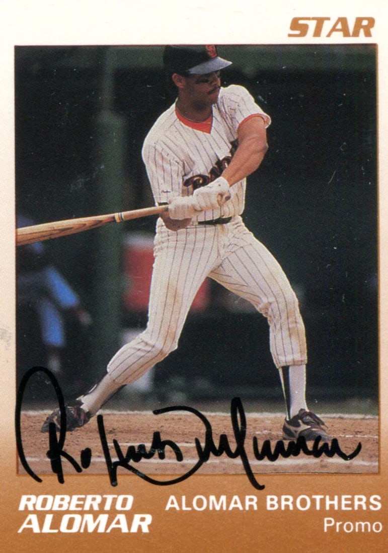 Card Roberto Alomar Autographed Star: Card Roberto Alomar Autographed Star Meet the iconic Roberto Alomar, one of baseball's greatest shortstops, immortalized on this autographed star card. The 8-time All-Star and 6-time Gold Glove winner