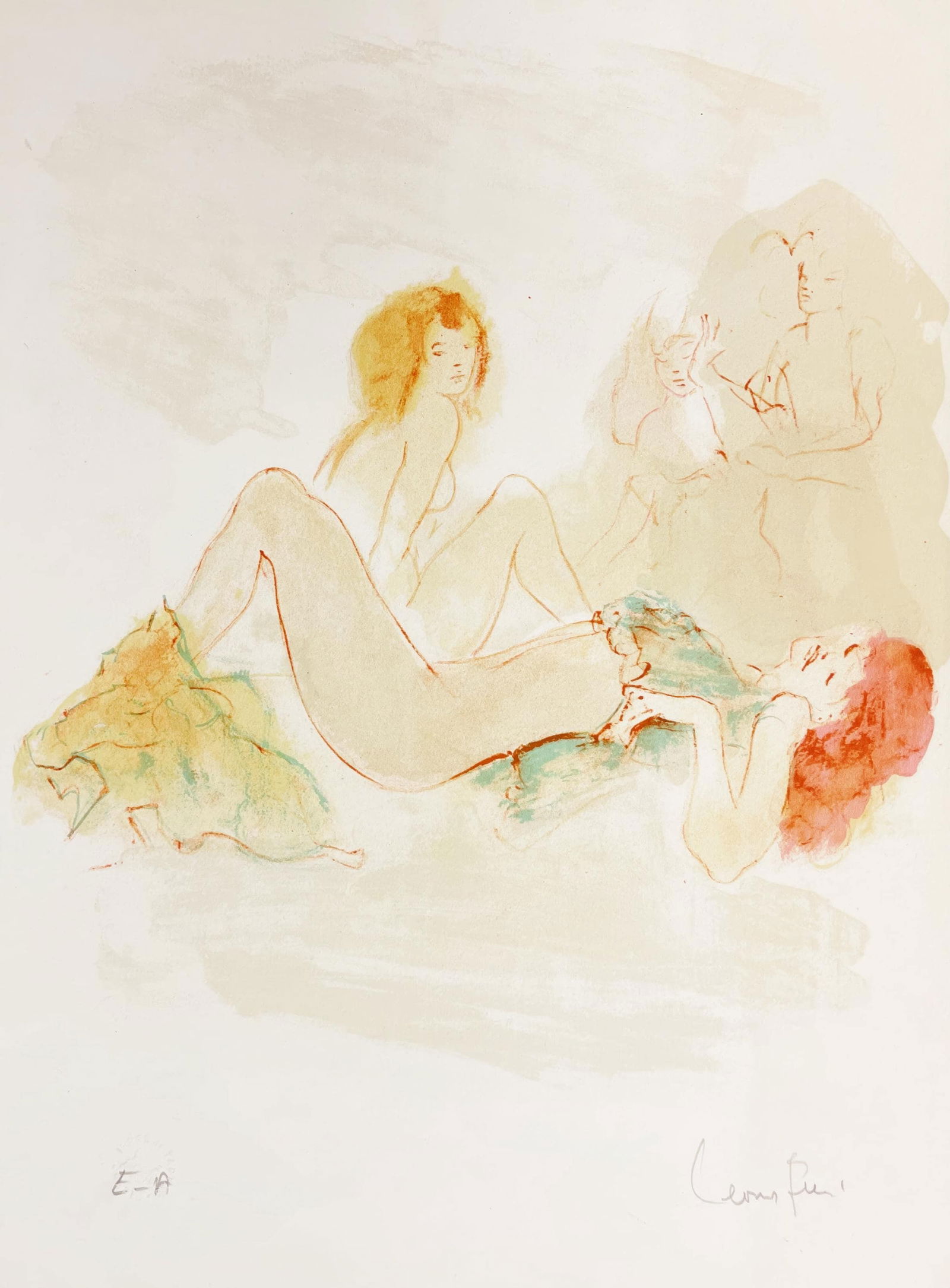 1969 - Leonor Fini - Untitled - from Parallel - Lithograph: 1969 - Leonor Fini - Untitled - from Parallel - Lithograph Experience the dreamlike world of Leonor Fini, a visionary artist whose lithograph 'Sans titre' (Untitled) from 1969 embodies refined graphic