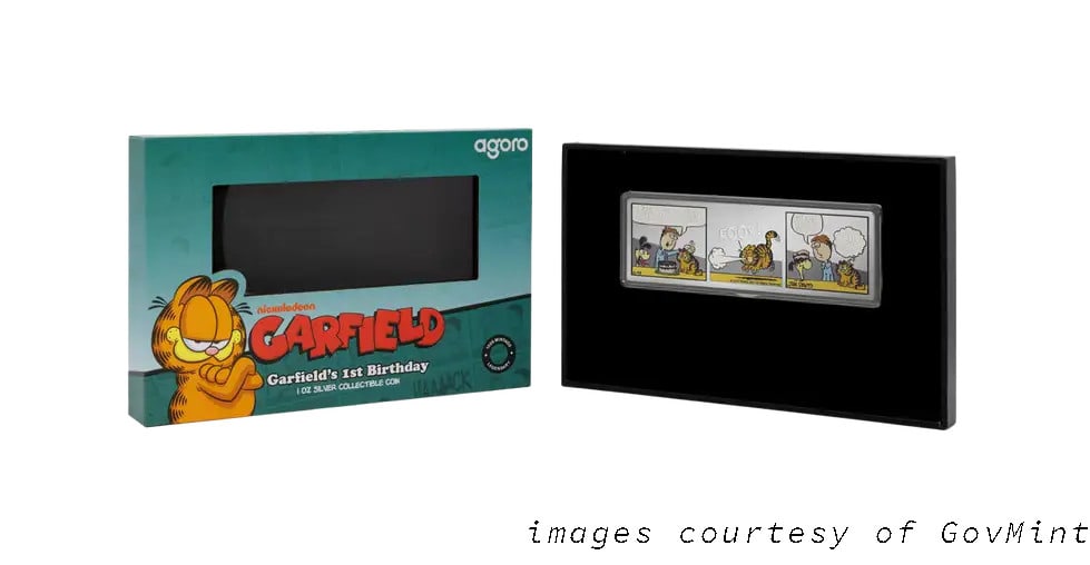 World Coins - Niue: $2 Garfield Comic Strip (Garfield and Arlene, w/ Box): World Coins - Niue: $2 Garfield Comic Strip (Garfield and Arlene, w/ Box) Get ready to collect with this unique Niue $2 Garfield comic strip coin, featuring the beloved cartoon cat and his companion A