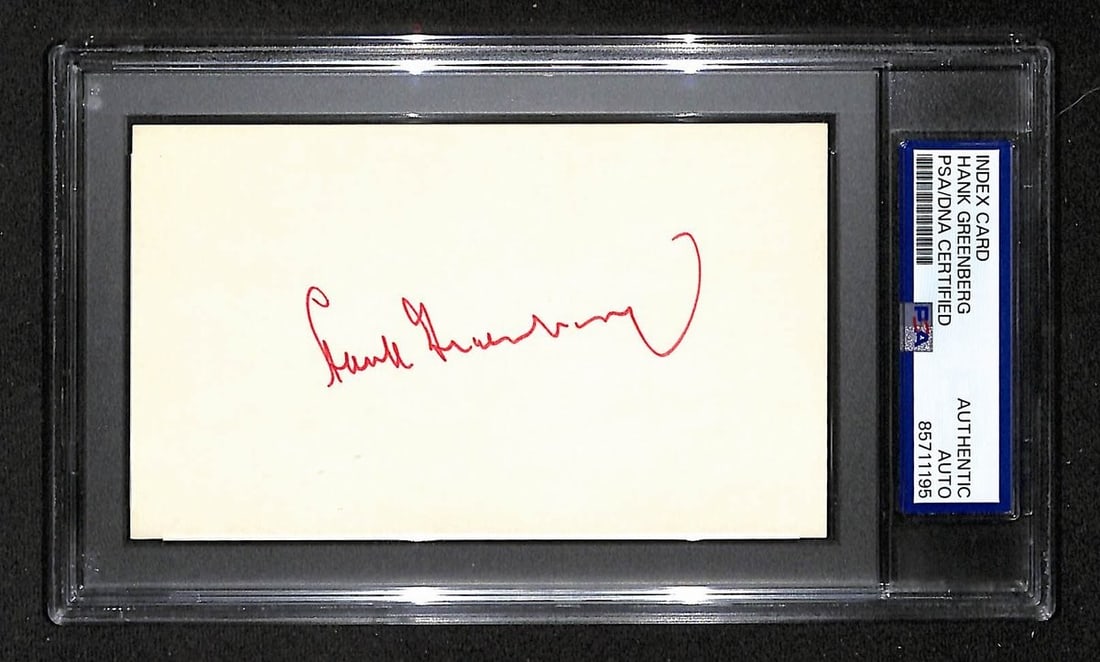 BA204564 Hank Greenberg HOF Signed/ Autographed 3x5 Index Card PSA/ DNA Tigers: BA204564 Hank Greenberg HOF Signed/ Autographed 3x5 Index Card PSA/ DNA Tigers Get ready to showcase your baseball memorabilia with the autographed 3x5 index card from Hank Greenberg, a legendary play