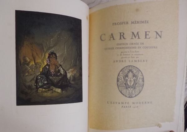 Deco Prosper Merimee Carmen 1928 Limited 425/ 500 Illustrated Andre Lambert Art: Deco Prosper Merimee Carmen 1928 Limited 425/ 500 Illustrated Andre Lambert Art Experience the literary world of 1928 with the Deco Prosper Merimee Carmen, a rare and beautifully illustrated first edi