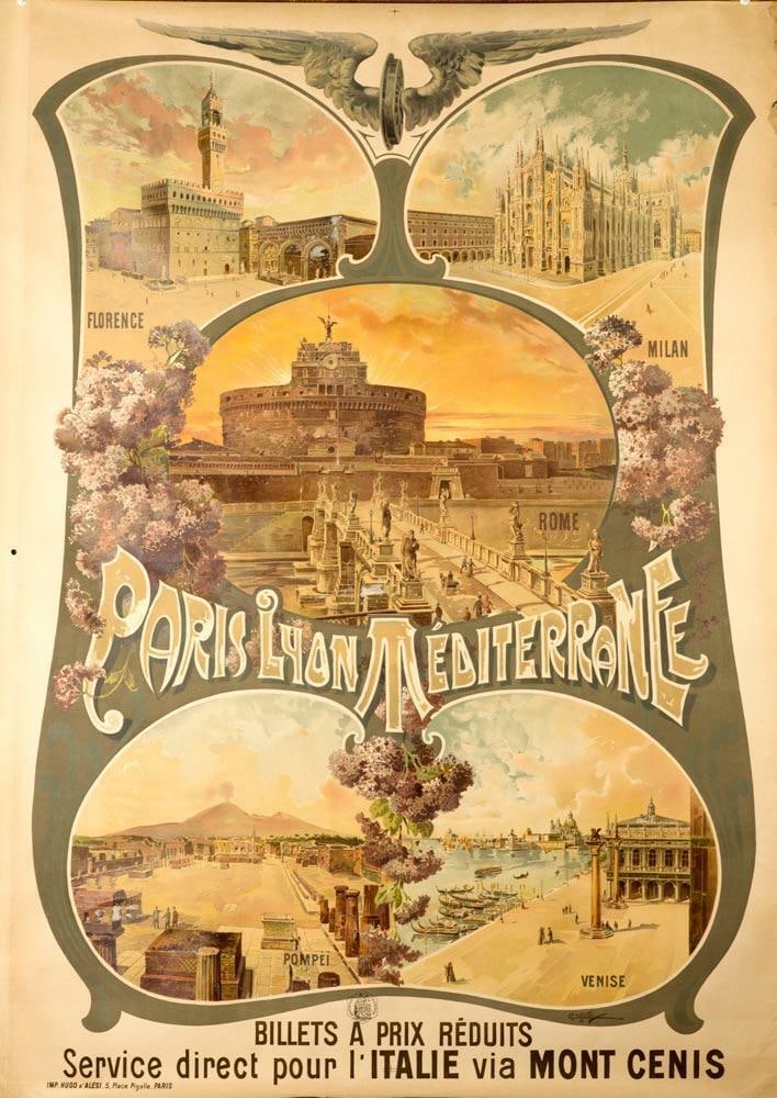 Poster Rome Milan Florence Venise Pompeii 31X42 Original Vintage Italian Travel: Poster Rome Milan Florence Venise Pompeii 31X42 Original Vintage Italian Travel Experience the grandeur of Italy's ancient and modern wonders in this stunning Art Deco travel poster, created by renown