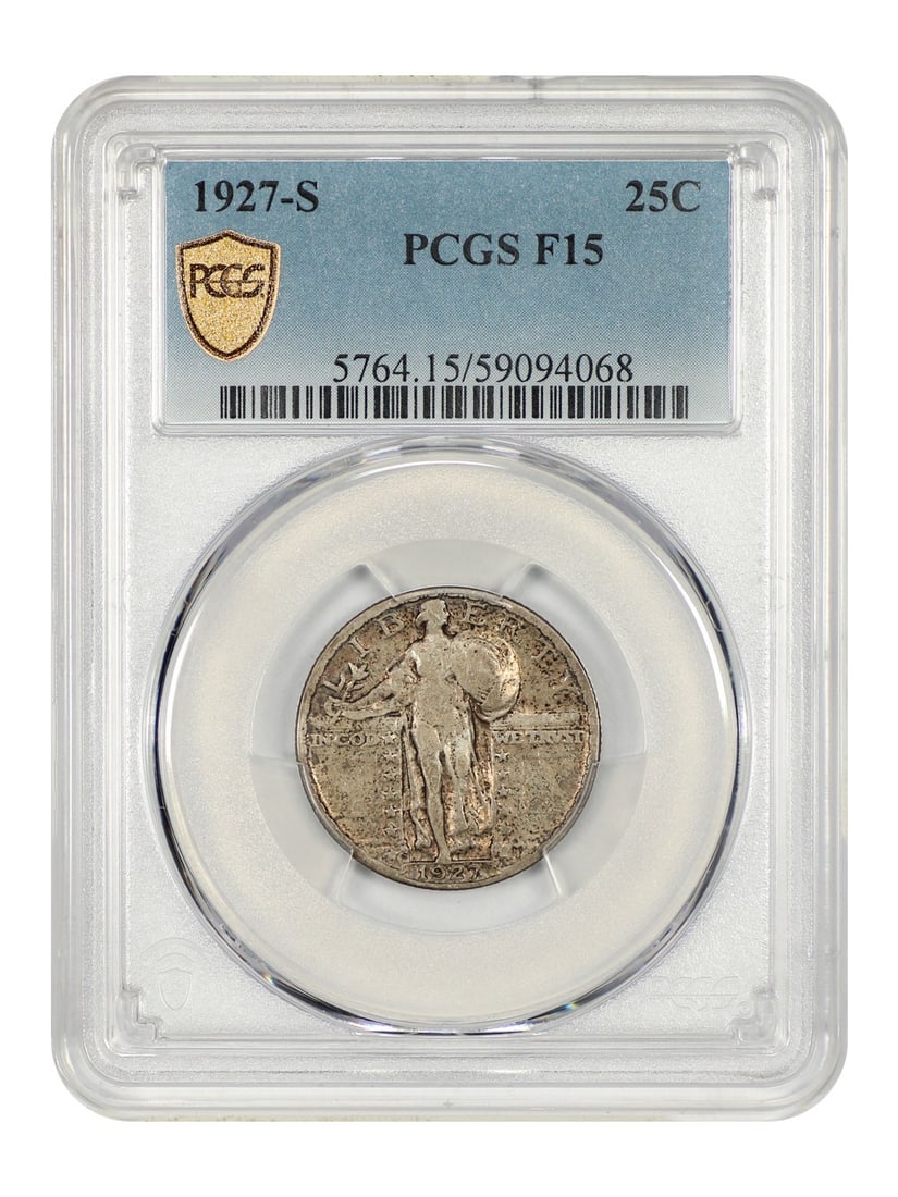 1927-S 25C PCGS Fine 15 - Standing Liberty Quarter Affordable Key S-Mint: 1927-S 25C PCGS Fine 15 - Standing Liberty Quarter Affordable Key S-Mint A rare opportunity to own an affordable key coin, the 1927-S Standing Liberty Quarter is a standout in any collection. With its