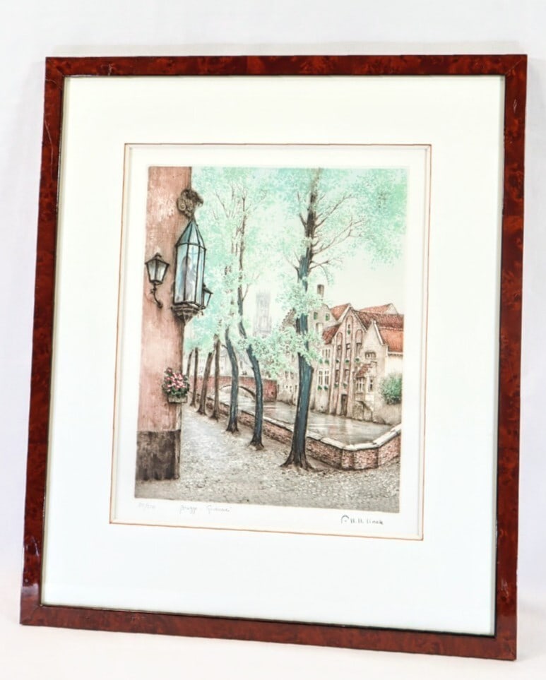 Groenerei" Signed Limited Edition Belgium - Francis Hebbelinck Etching "Brugge: Groenerei" Signed Limited Edition Belgium - Francis Hebbelinck Etching "Brugge Experience the beauty of Belgian art with this stunning limited edition etching by Francis Hebbelinck, capturing the esse