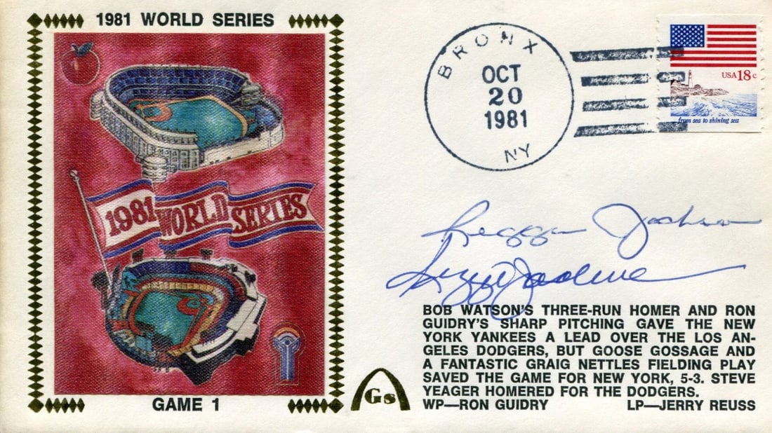 Cover Reggie Jackson Dual Autographed First Day: Cover Reggie Jackson Dual Autographed First Day Get ready to relive baseball history with this rare and unique Reggie Jackson Dual Autographed First Day Cover! Authenticated by renowned expert Rich Al