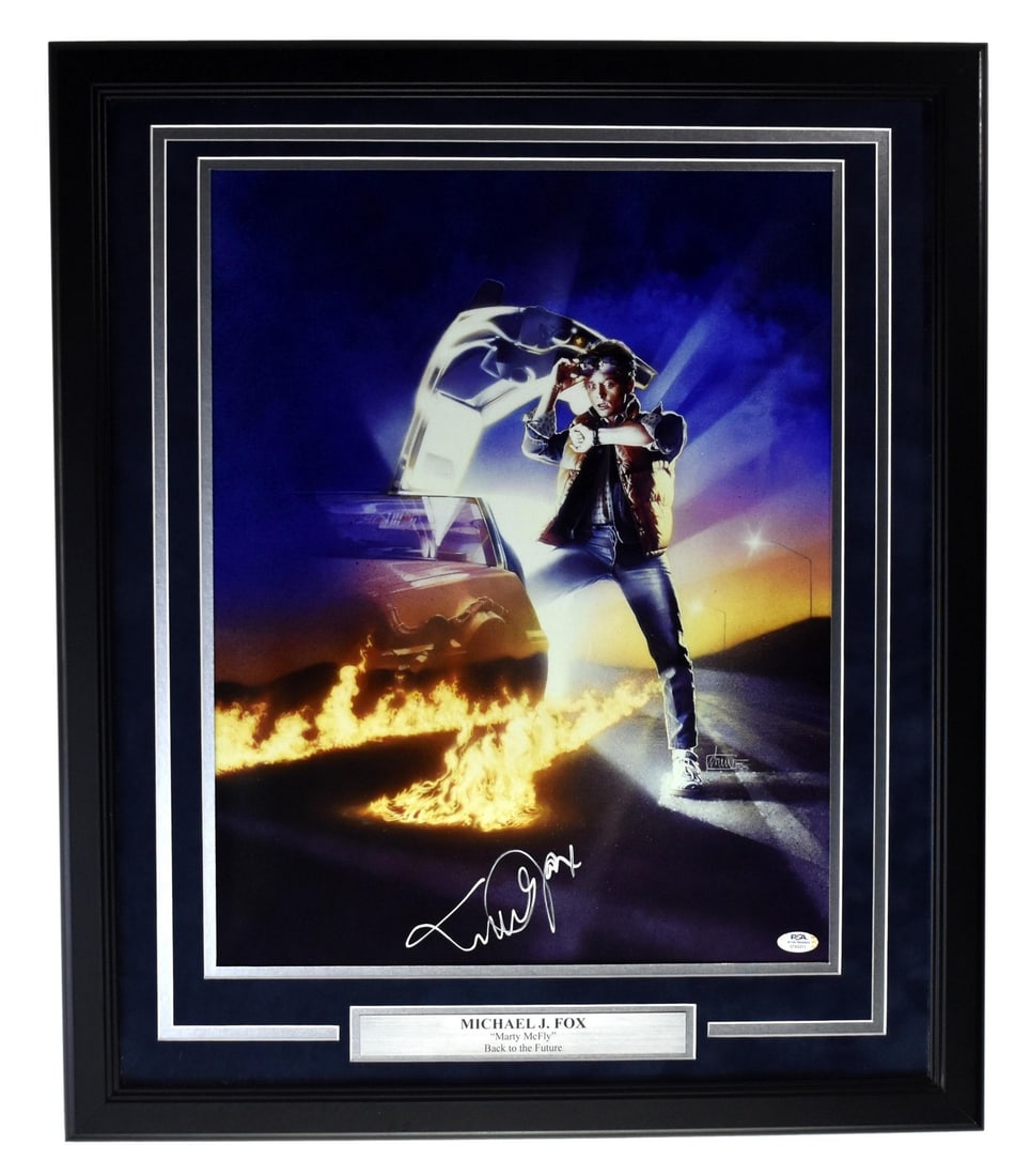 205127 Michael J Fox "Back to the Future" Signed/ Auto 16x20 Photo Framed Beckett: 205127 Michael J Fox "Back to the Future" Signed/ Auto 16x20 Photo Framed Beckett Get ready to blast off into the past with this incredible 16x20 photo of Michael J Fox as Marty McFly from the iconic