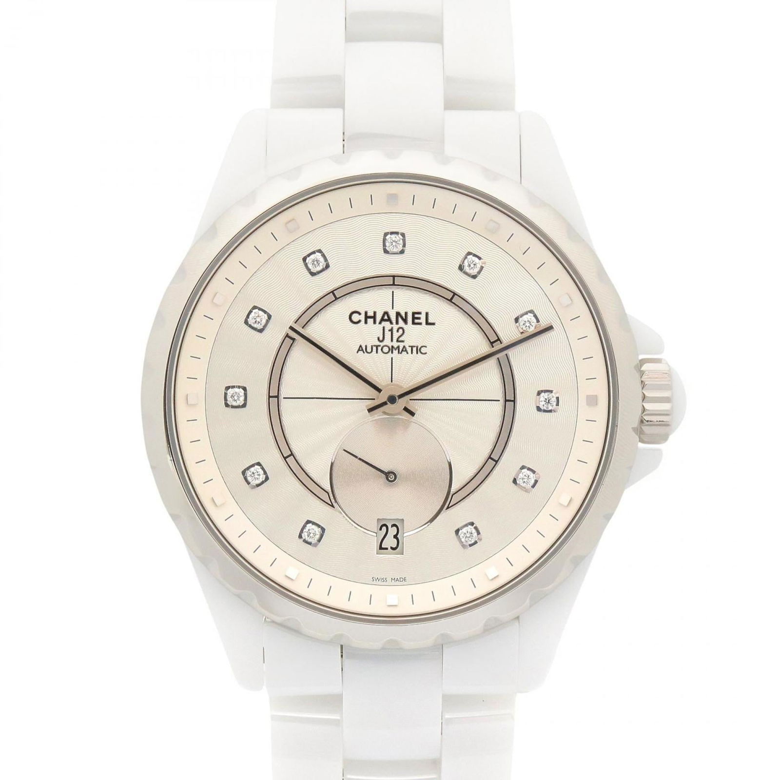 Wristwatch Chanel: Wristwatch Chanel A pre-owned Chanel wristwatch, boasting a sleek 37mm ceramic case and band, adds an air of sophistication to any outfit. With its silver dial and durable ceramic construction, this t