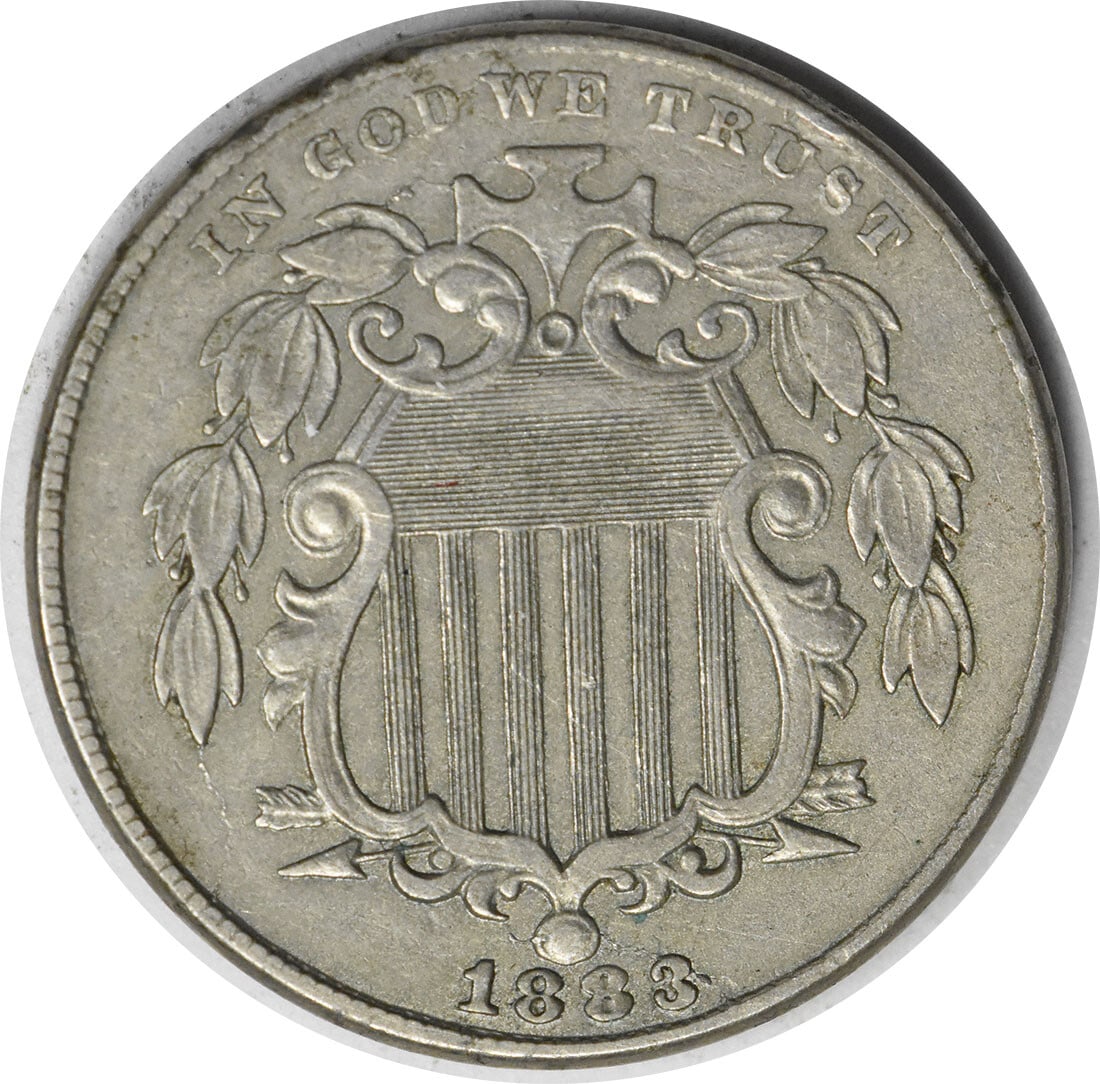 1883 2-Shield Nickel FS-302 AU Uncertified: 1883 2-Shield Nickel FS-302 AU Uncertified Experience the rich history of the United States with this 1883 Shield Nickel, certified as AU (about uncirculated) and graded for its exceptional condition.