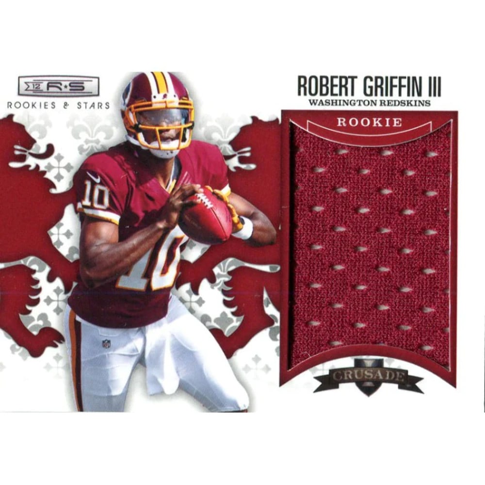 Robert Griffin III Unsigned 2012 Rookie and Stars Jersey Card: Robert Griffin III Unsigned 2012 Rookie and Stars Jersey Card Get ready to relive the magic of RG3's rookie season with this authentic unsigned 2012 Rookie and Stars jersey card! This rare collectible