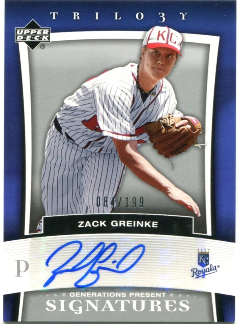 199 Zack Greinke Upper Deck Trilo3y Generations Present Signatures 084/: 199 Zack Greinke Upper Deck Trilo3y Generations Present Signatures 084/ Get ready to relive the magic of baseball history with this rare 199 Zack Greinke Upper Deck Trilo3y Generations Present Signatu