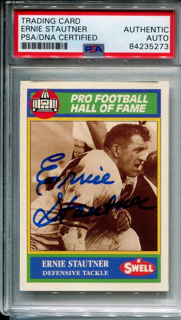 (PSA) Ernie Stuatner 1990 Autographed Swell Football Card: (PSA) Ernie Stuatner 1990 Autographed Swell Football Card Get ready to own a piece of NFL history with this autographed Ernie Stuatner 1990 Swell football card, authenticated and slabbed by the leadin