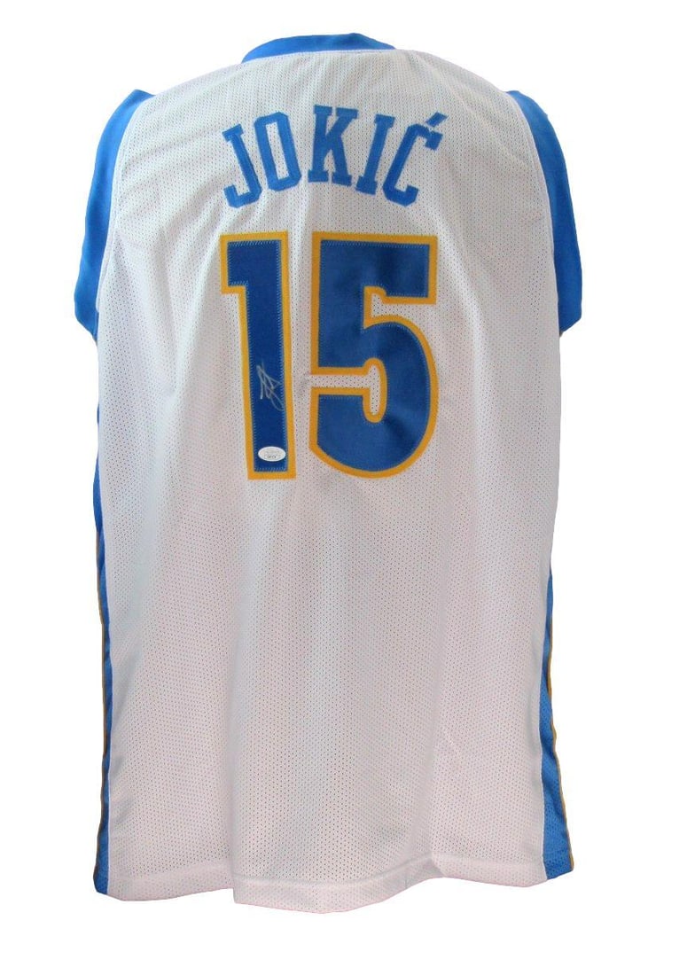 Nikola Jokic Autographed Denver Nuggets Custom Jersey (JSA 186829): Nikola Jokic Autographed Denver Nuggets Custom Jersey (JSA 186829) Get ready to rep your favorite NBA star in style with this authentic Nikola Jokic autographed Denver Nuggets custom jersey, authentic