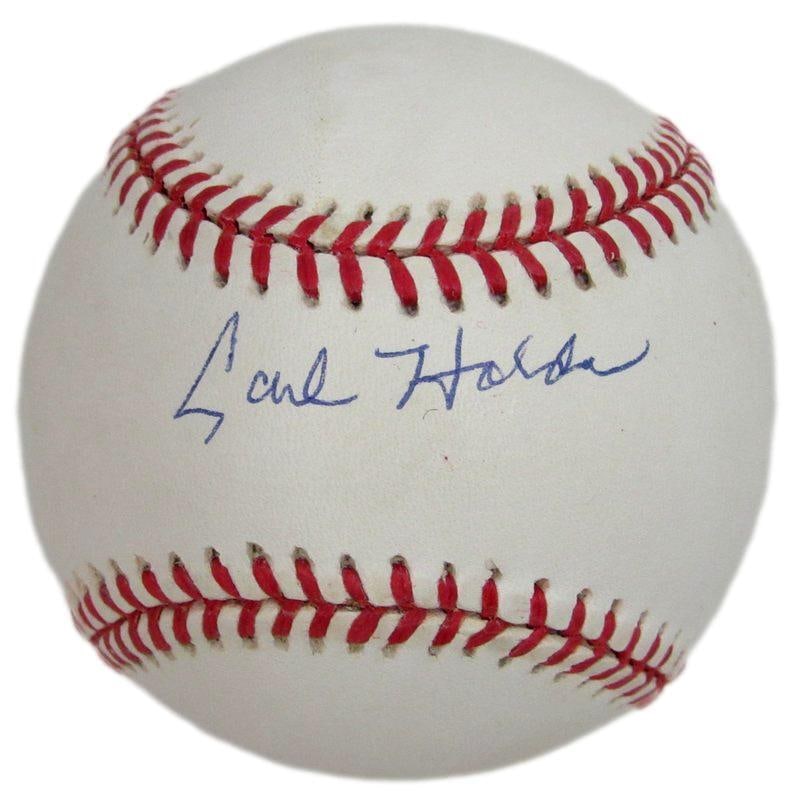 DNA Carl Holden Signed OAL Baseball Negro League Birmingham Black Barons PSA/: DNA Carl Holden Signed OAL Baseball Negro League Birmingham Black Barons PSA/ Experience the rich history of the Negro Leagues with this rare and authentic Carl Holden signed baseball from the Birming